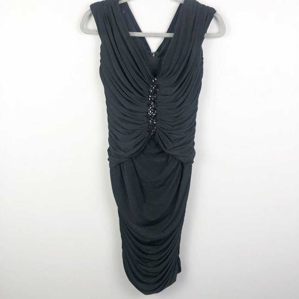 Tadashi Shoji Ruched Beeaded Black Dress - image 1