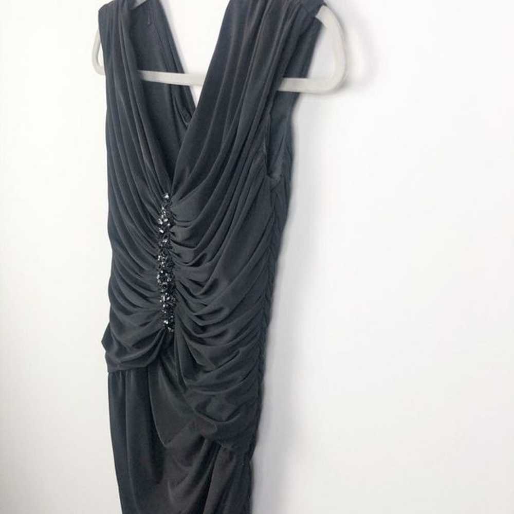 Tadashi Shoji Ruched Beeaded Black Dress - image 2