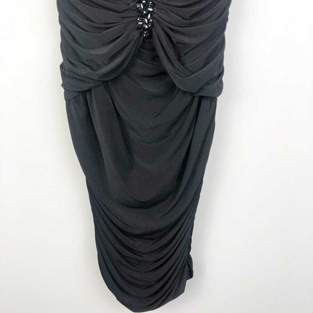 Tadashi Shoji Ruched Beeaded Black Dress - image 4
