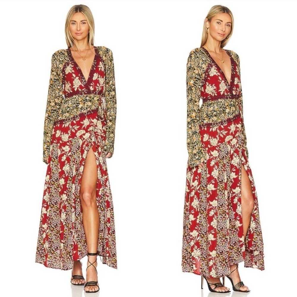 Free People Tilda Wrap Dress Maxi Long Sleeve - image 1