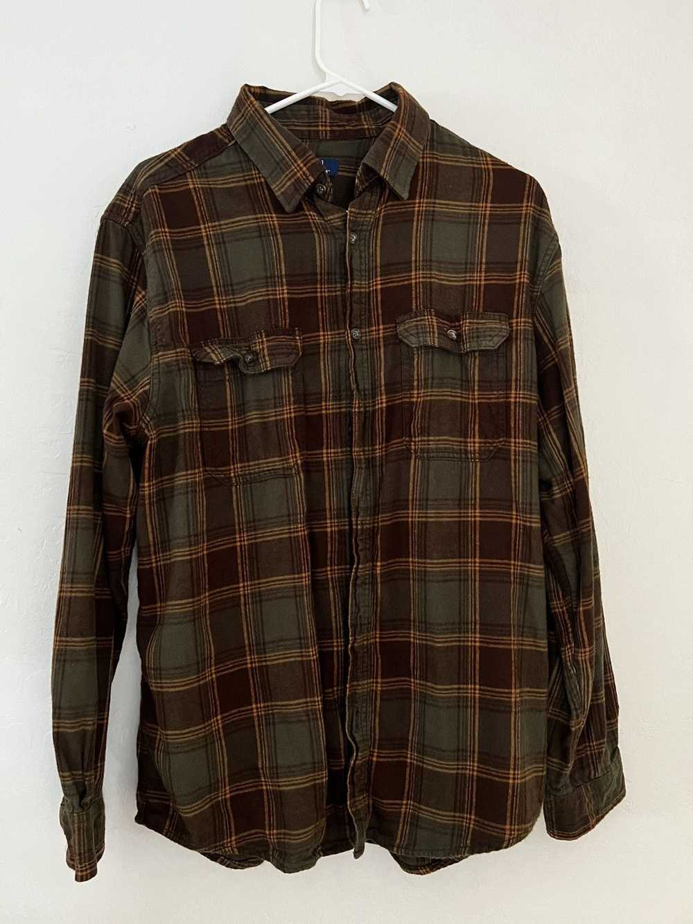 Streetwear × Vintage Brown and green flannel - image 1