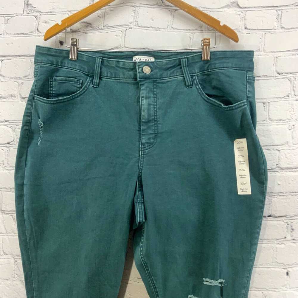 Vintage Ava And Viv High Rise Skinny Teal Green P… - image 2