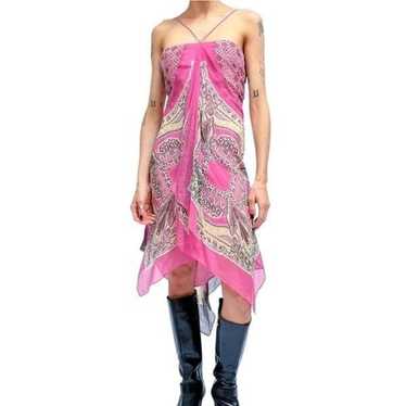 BCBGMaxAzria Pink Vintage Y2K Silk Handkerchief F… - image 1