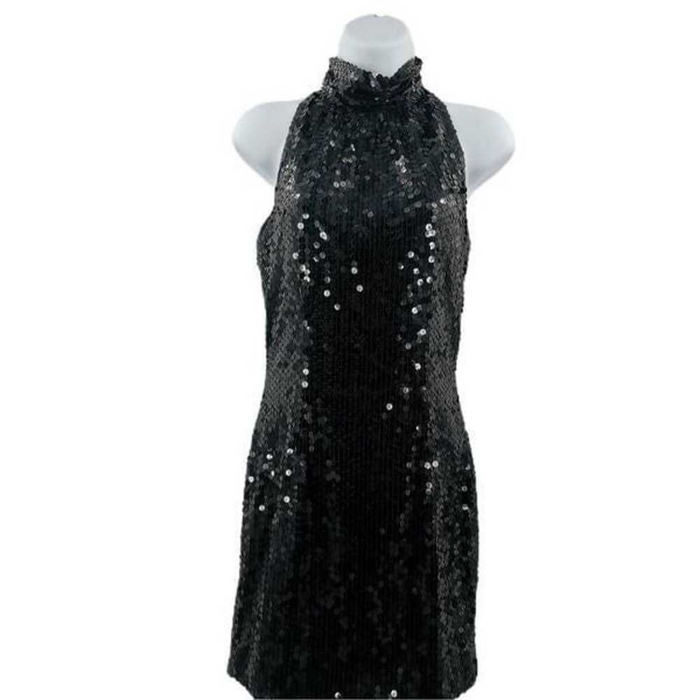 Vintage Black Sequin Halter Neck Dress - image 1