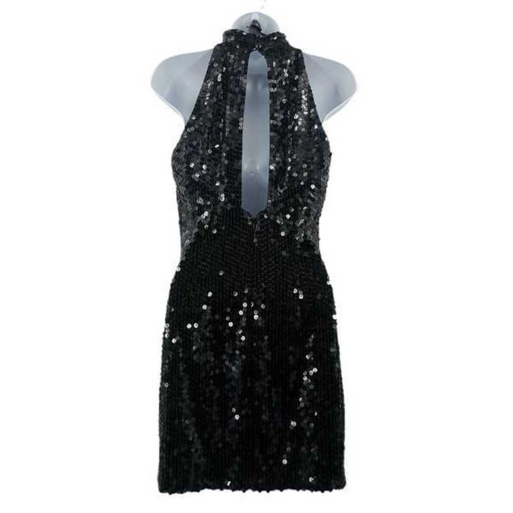 Vintage Black Sequin Halter Neck Dress - image 2