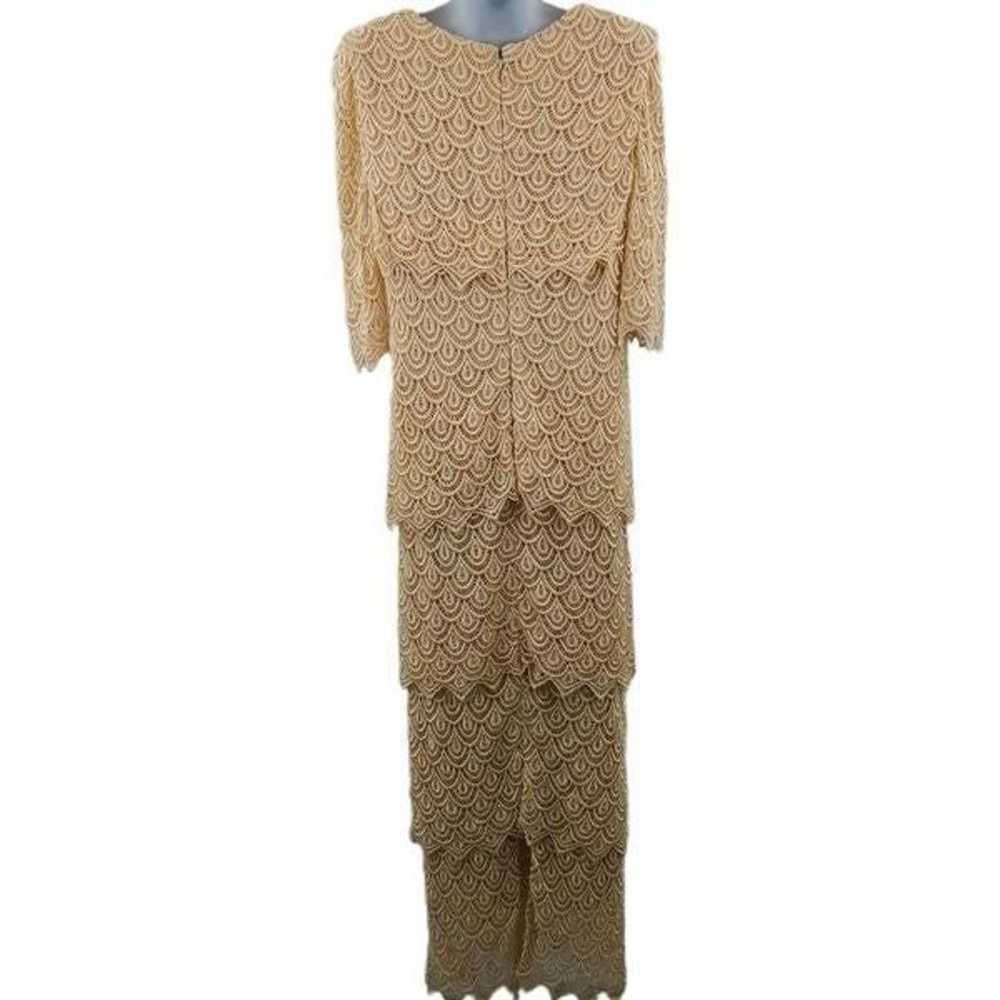 Beautiful Boho Vintage Long Sleeve Tan Crochet Sc… - image 3
