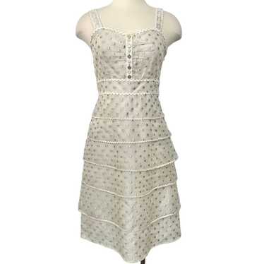 Tory Burch Embroidered Tiered Cream Dress Babydol… - image 1