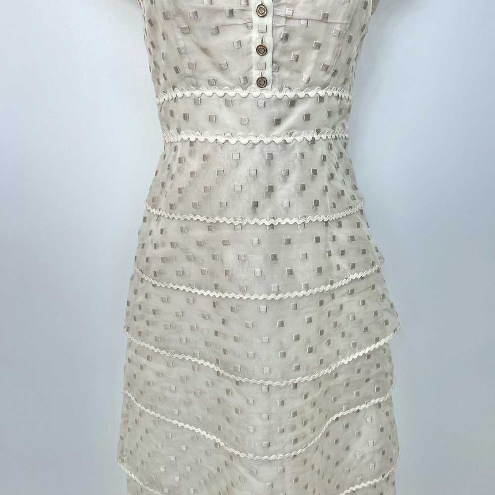 Tory Burch Embroidered Tiered Cream Dress Babydol… - image 3