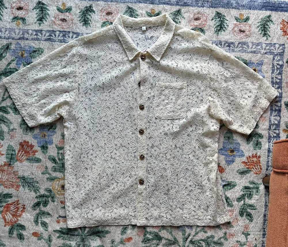Mutimer Mutimer Cream Lace Shirt XL - image 1
