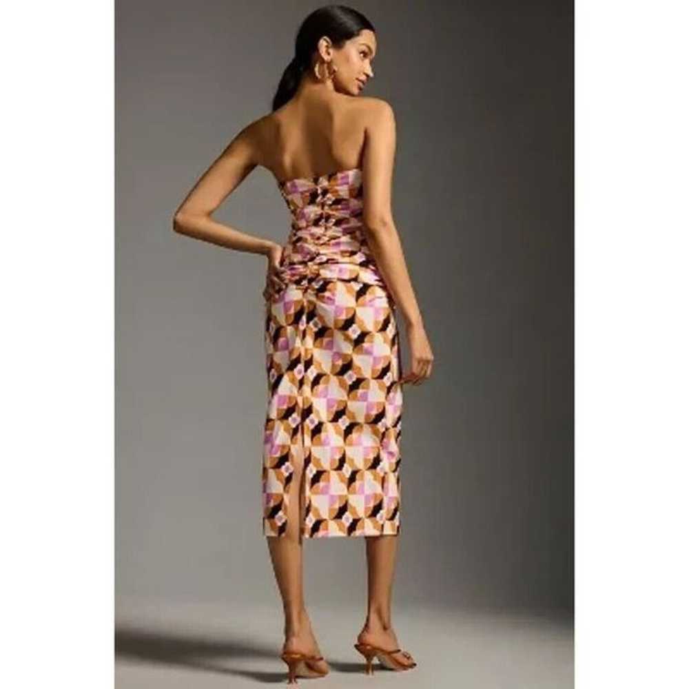 New ANTHROPOLOGIE Printed Strapless Slim Ruched D… - image 3