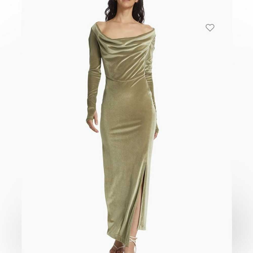 Helmut Lang Draped Velvet Maxi Dress Size Medium - image 2