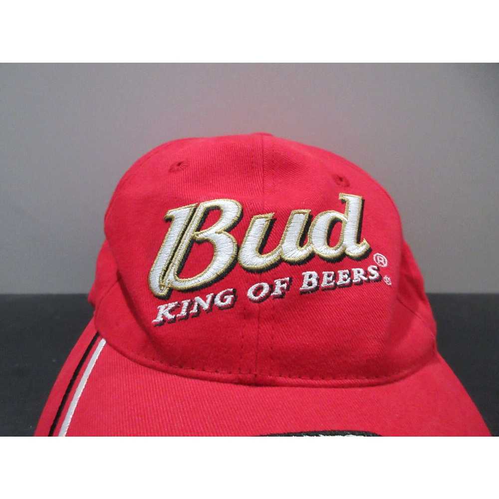 Vintage Nascar Hat Cap Strap Back Red White Budwe… - image 2