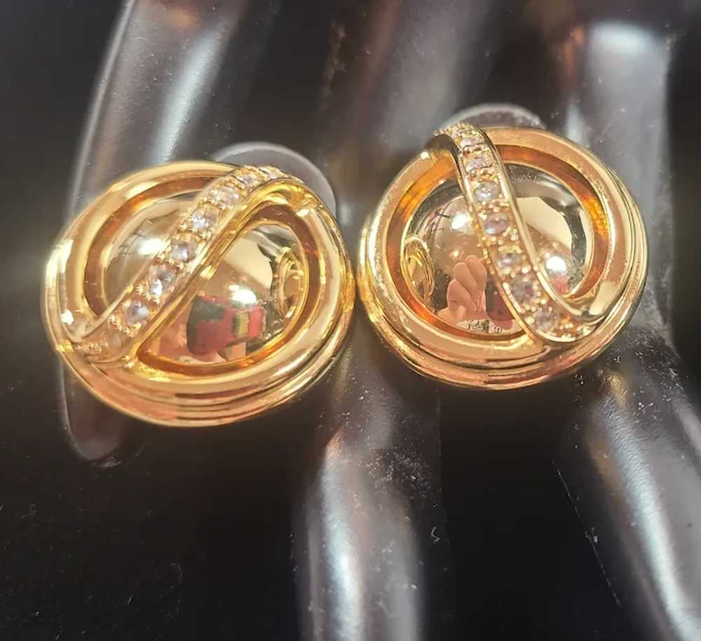 Vintage Joan Rivers Yellow Gold Tone Cage Earrings - image 12