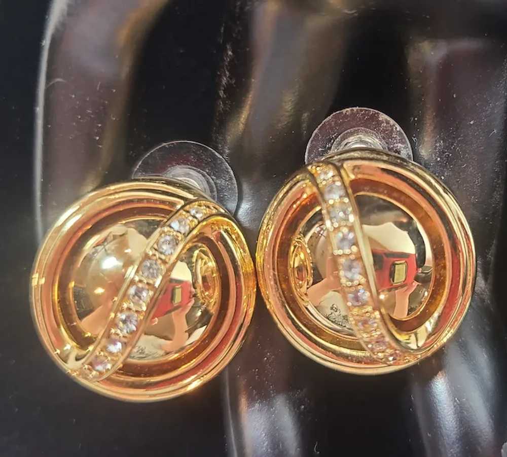 Vintage Joan Rivers Yellow Gold Tone Cage Earrings - image 2