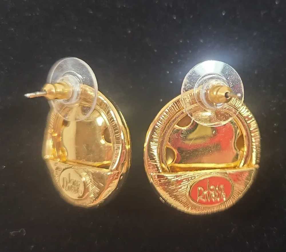 Vintage Joan Rivers Yellow Gold Tone Cage Earrings - image 3