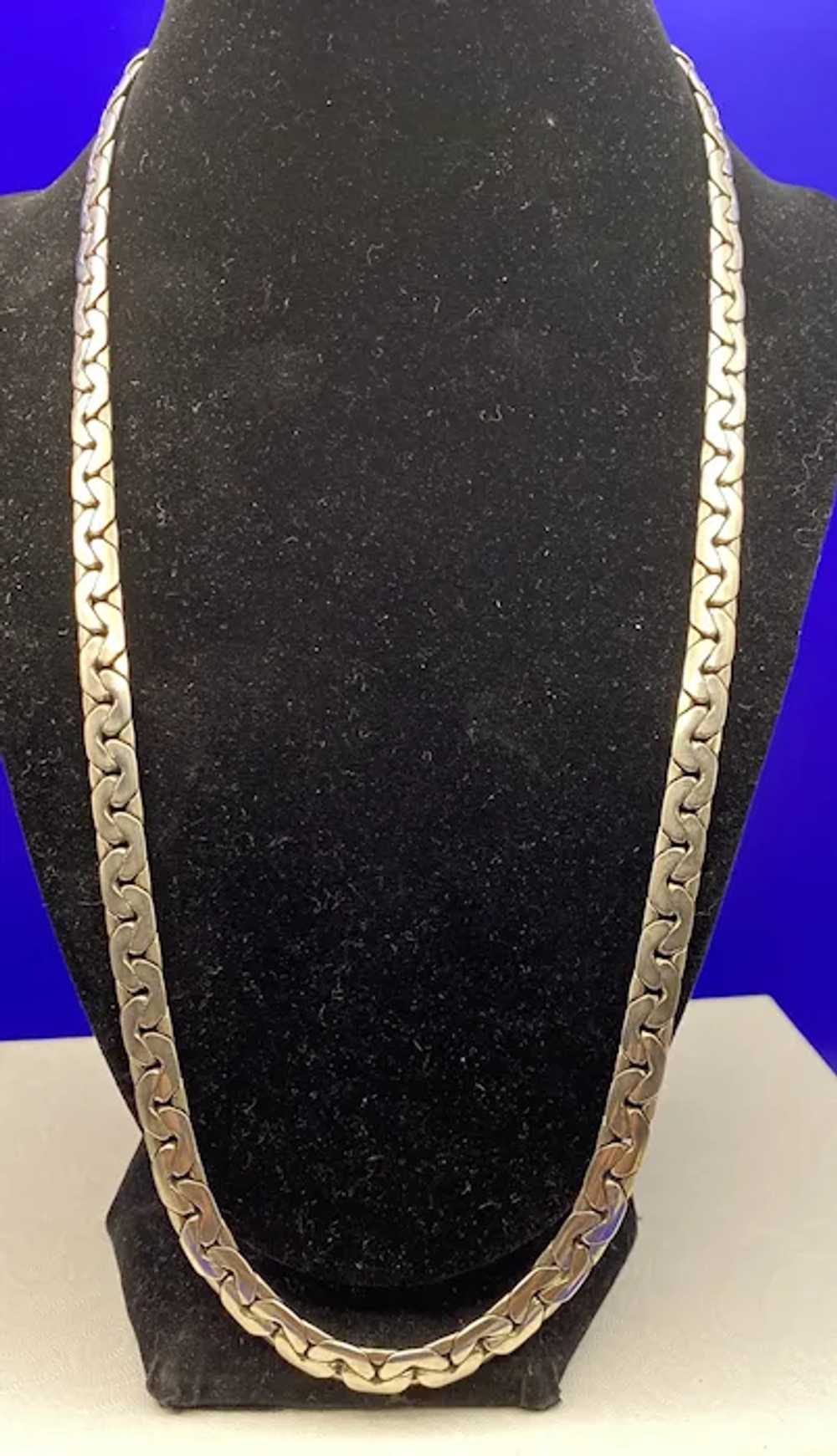 Vintage Heavy Sterling Silver 24 Inch Flat Chain … - image 3