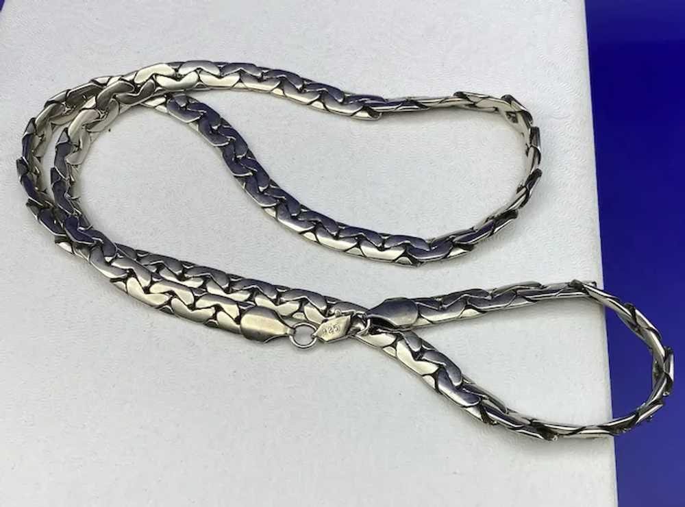 Vintage Heavy Sterling Silver 24 Inch Flat Chain … - image 4
