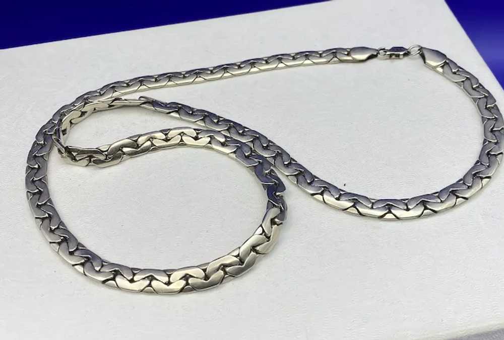 Vintage Heavy Sterling Silver 24 Inch Flat Chain … - image 5