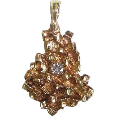 Vintage 14K Brutalist Pendant Mid 20th Century - image 1