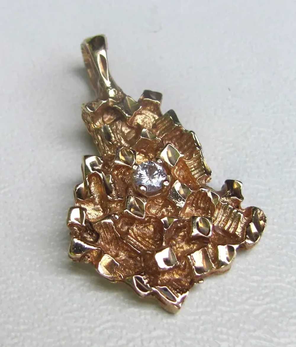 Vintage 14K Brutalist Pendant Mid 20th Century - image 2