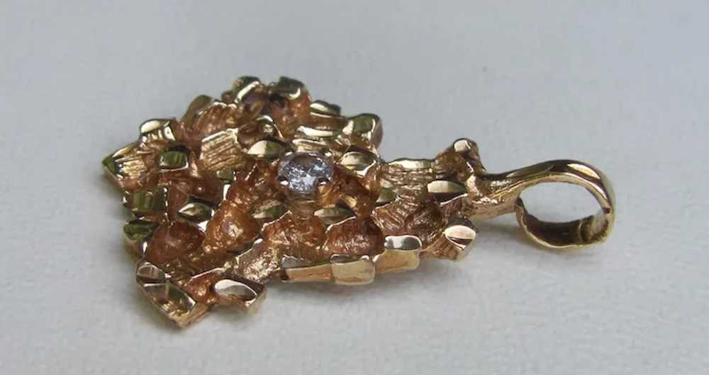 Vintage 14K Brutalist Pendant Mid 20th Century - image 3