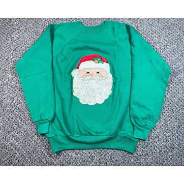 Hanes VTG 80s Pannill Santa Claus Face Sweatshirt… - image 1