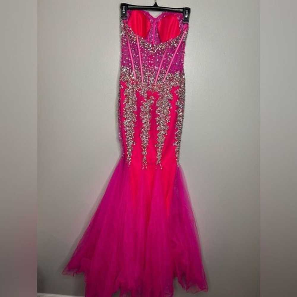 JOVANI PROM 5908 Hot Pink Embellished Mermaid Dre… - image 5