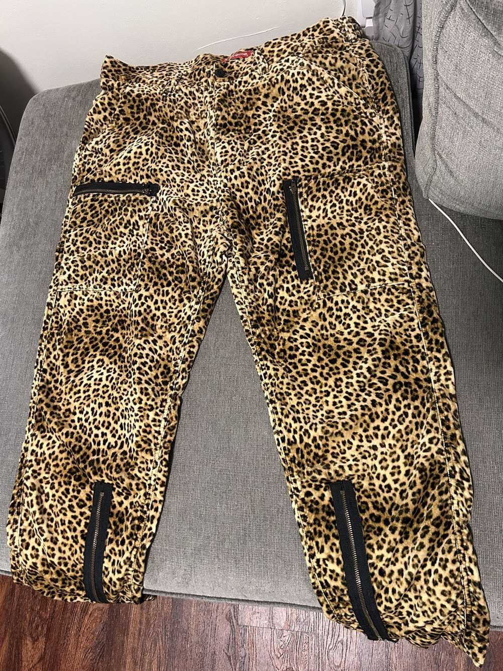 Supreme Supreme velvet cargo animal leopard pants - image 2