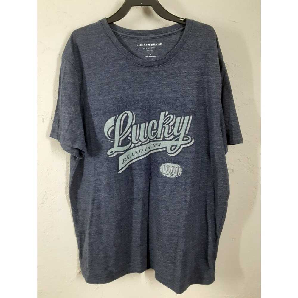 Lucky Brand T Shirt Large Heather Blue Graphic Am… - image 1