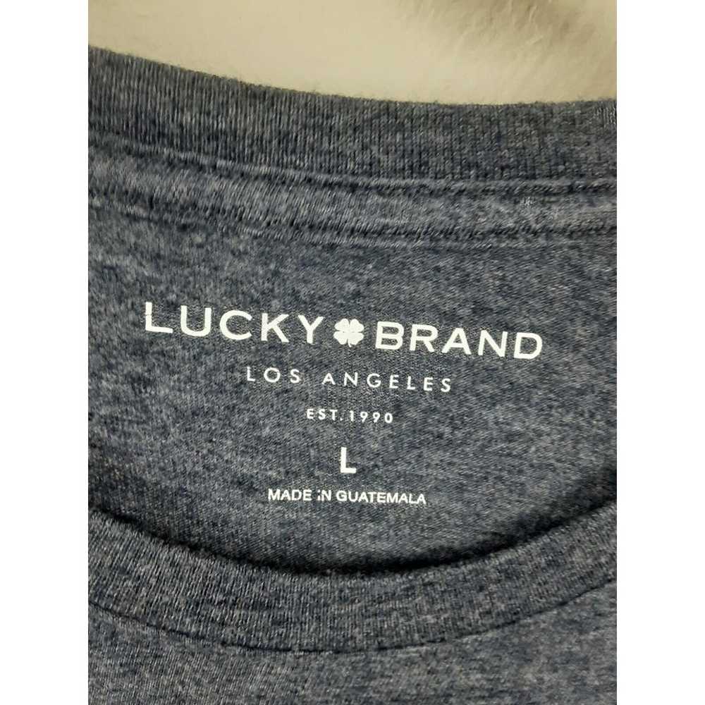 Lucky Brand T Shirt Large Heather Blue Graphic Am… - image 3