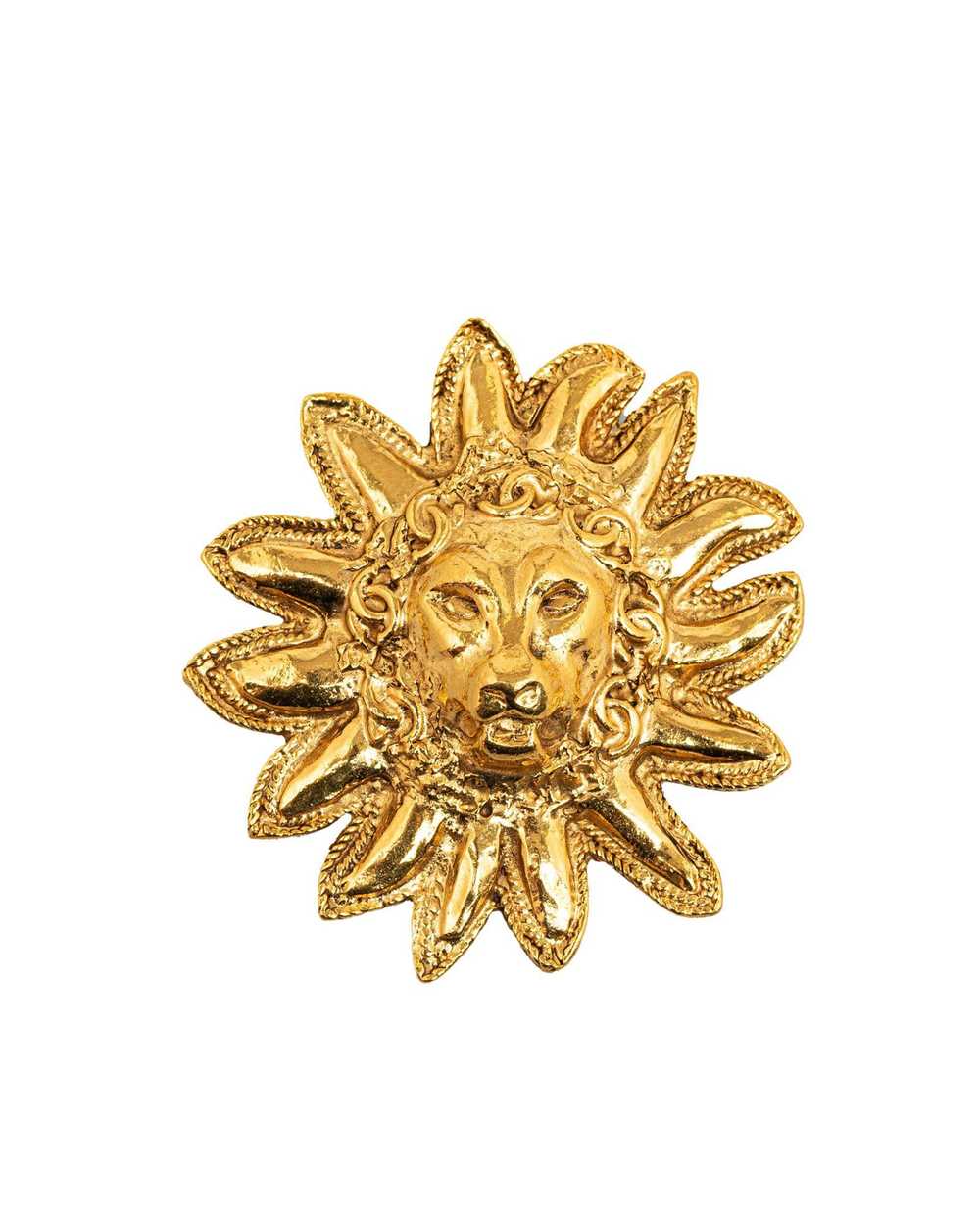 Chanel Metal Lion Head Brooch with Pin Closure - image 1