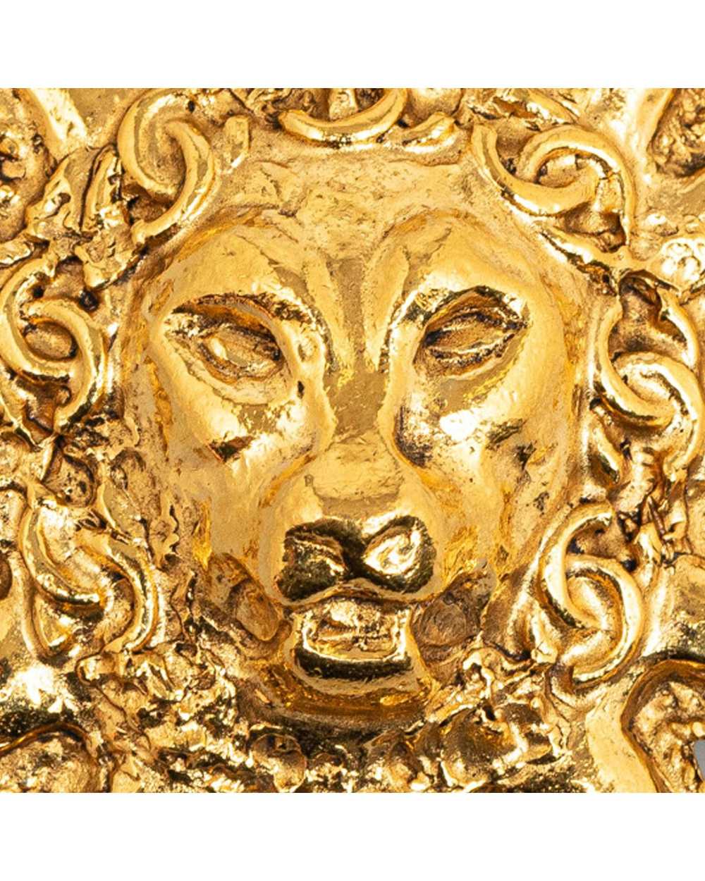 Chanel Metal Lion Head Brooch with Pin Closure - image 4