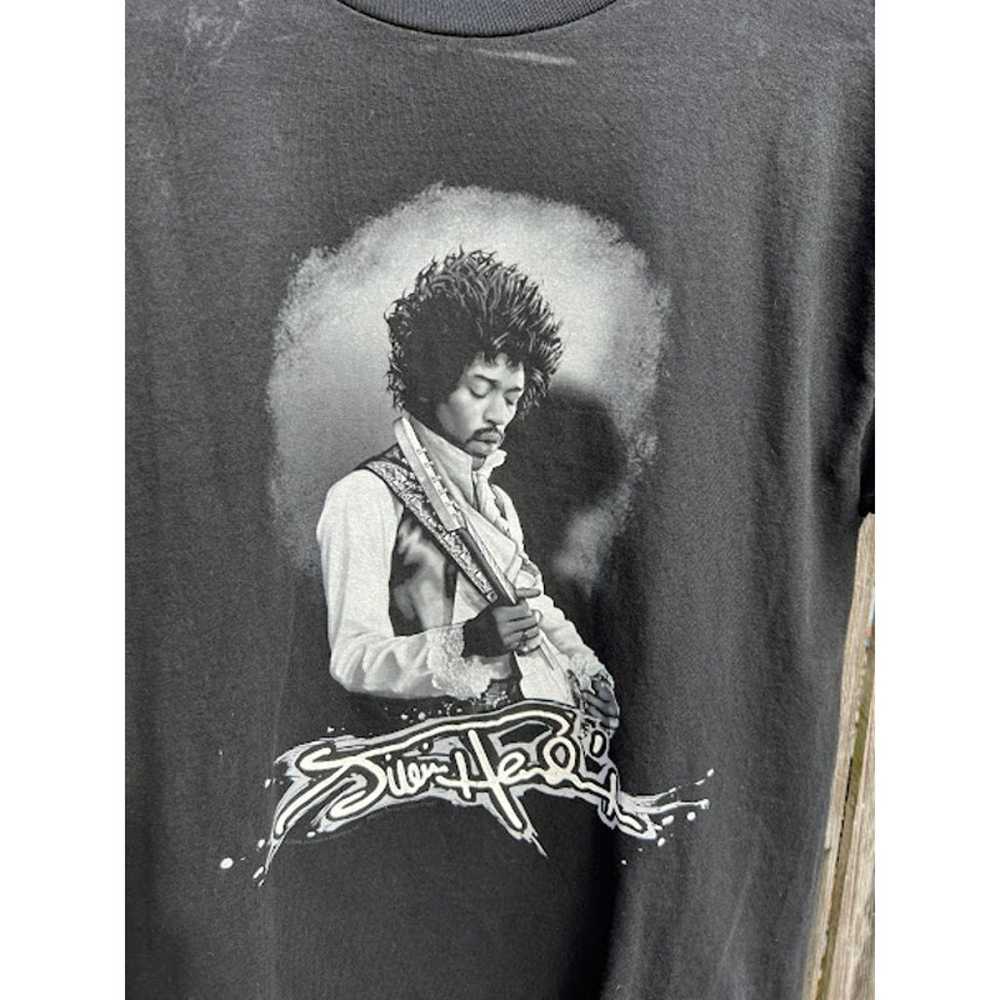 Jimi Hendrix rock guitar Silver Heart Black Shirt… - image 2