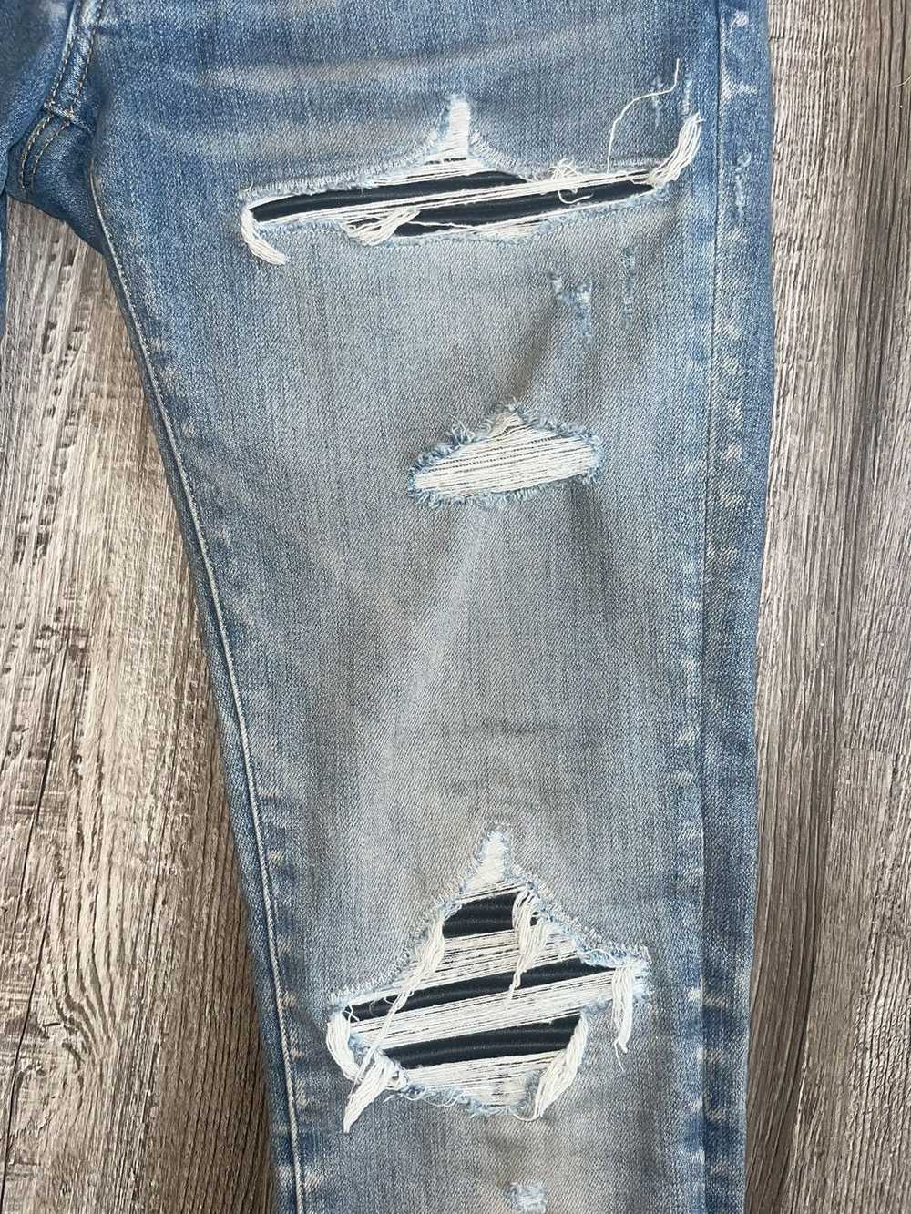 Amiri Amiri Black Leather Patch Jeans - image 3