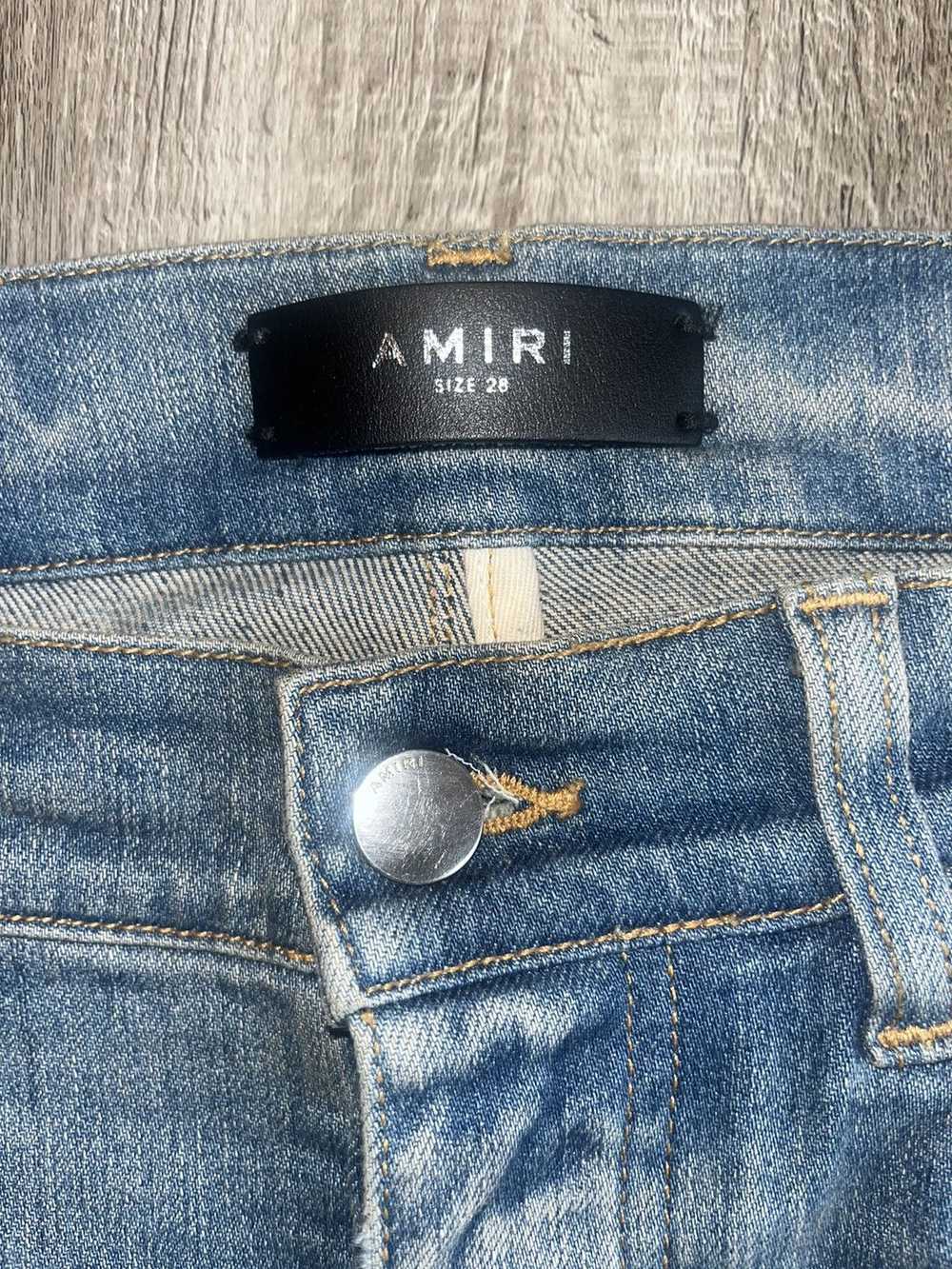 Amiri Amiri Black Leather Patch Jeans - image 4