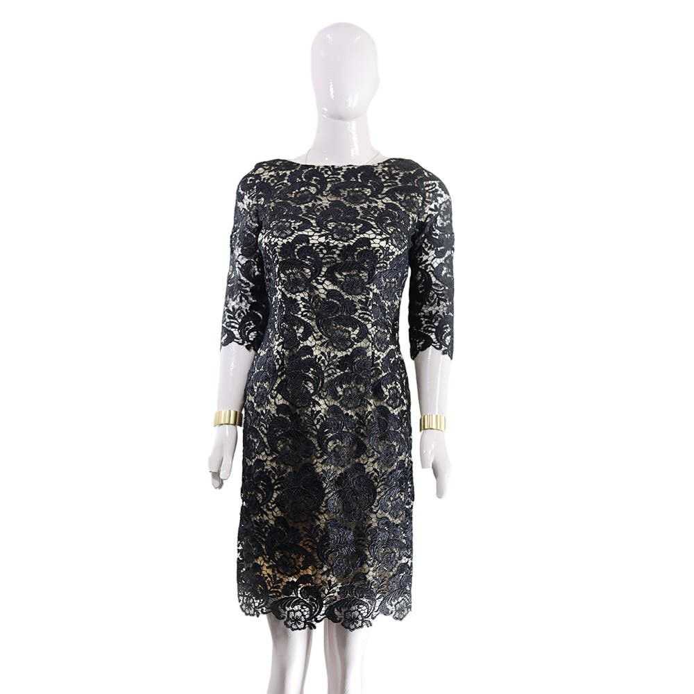 The Unbranded Brand Chic Black Lace Overlay Midi … - image 1