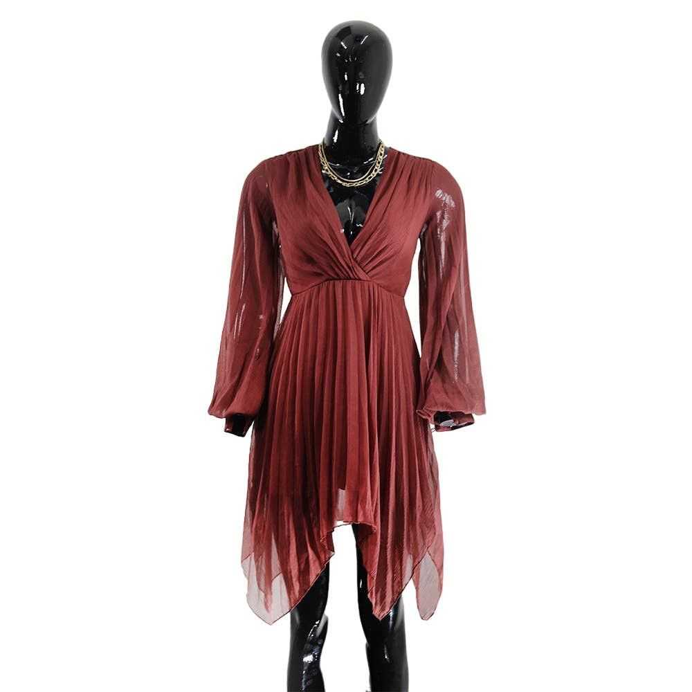 Asos Burgundy Sheer Midi Dress with Flowy Sleeves… - image 1
