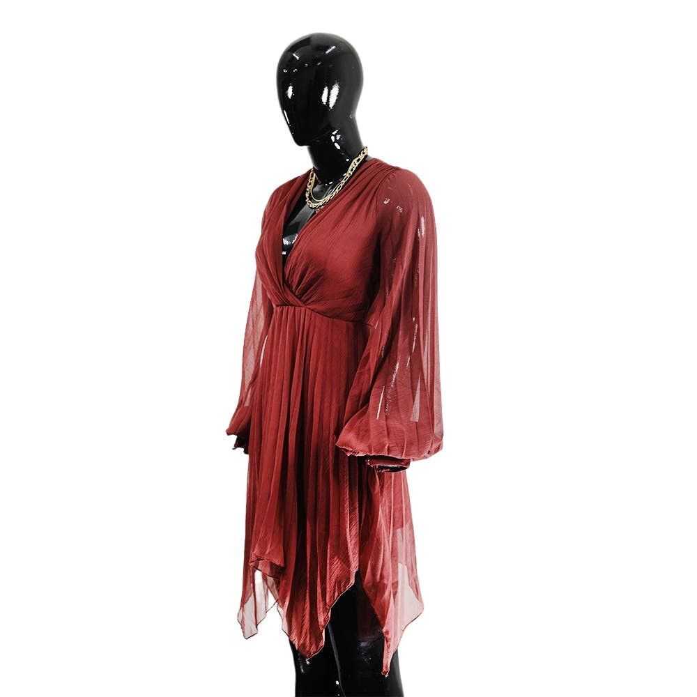 Asos Burgundy Sheer Midi Dress with Flowy Sleeves… - image 2