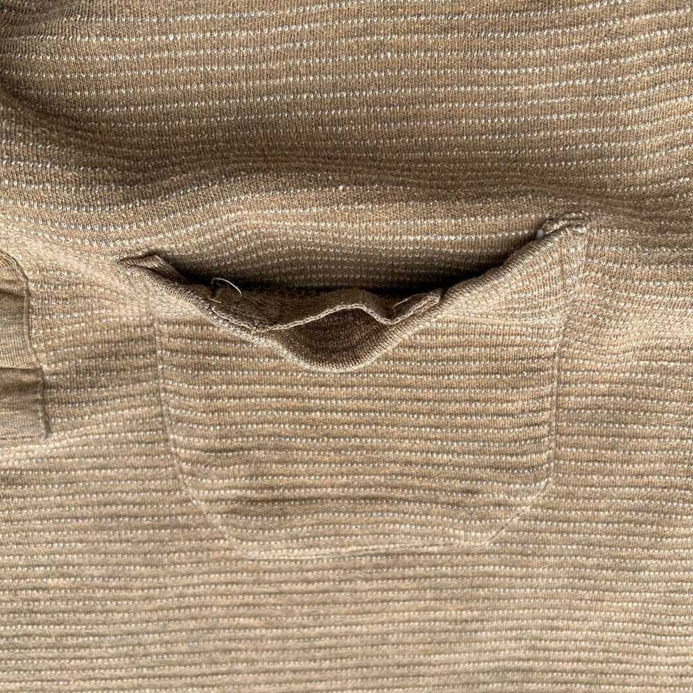 Y2K Light Brown Short Sleeve Striped Utility Henl… - image 5