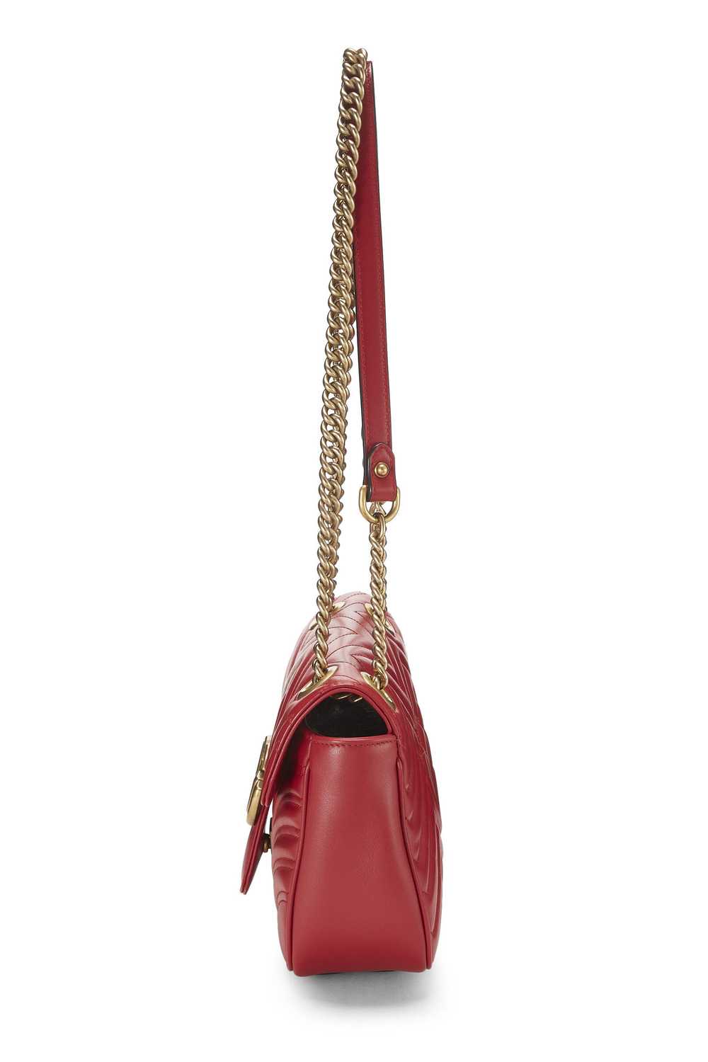Red Leather GG Marmont Matelassé Shoulder Bag Sma… - image 3