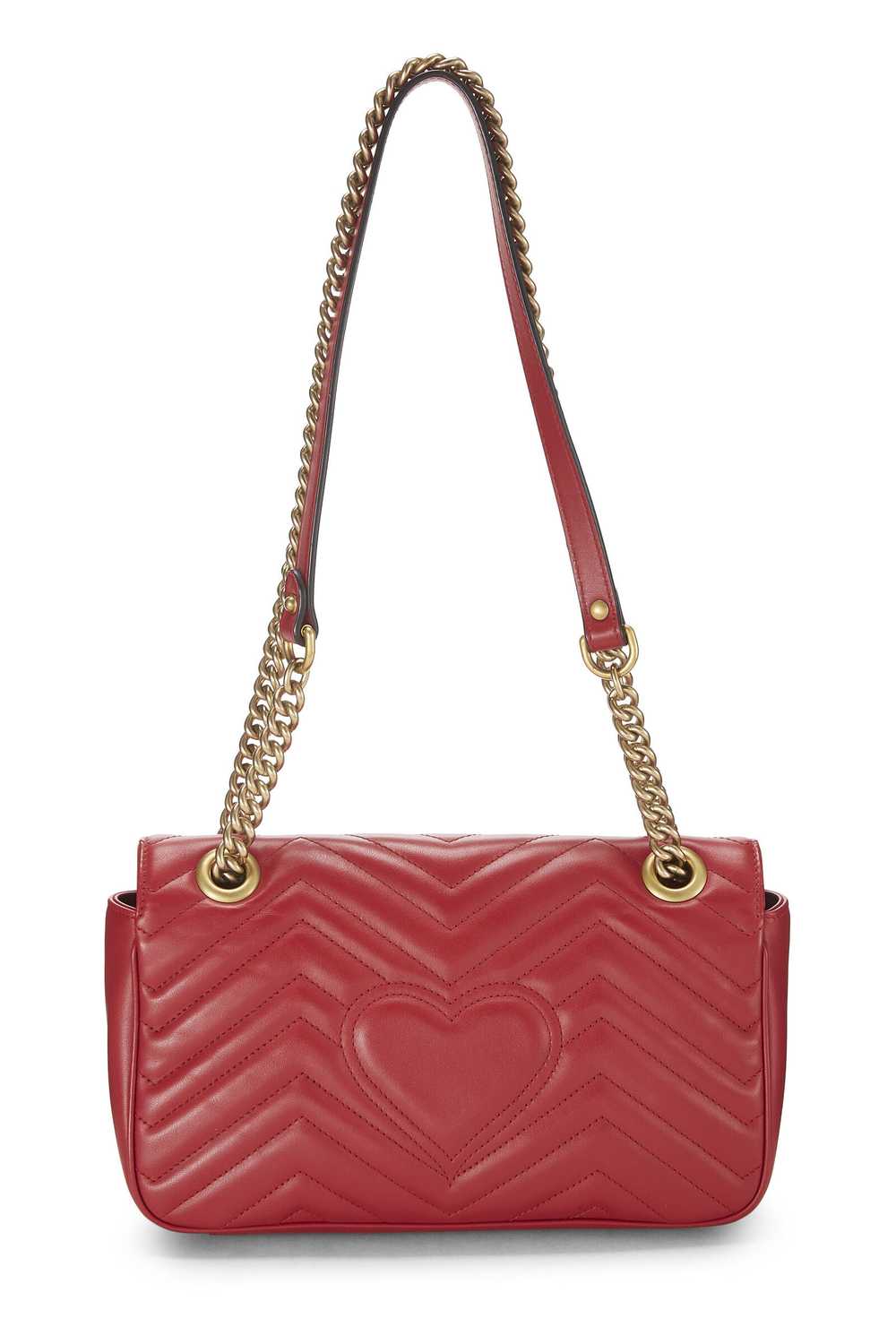 Red Leather GG Marmont Matelassé Shoulder Bag Sma… - image 4