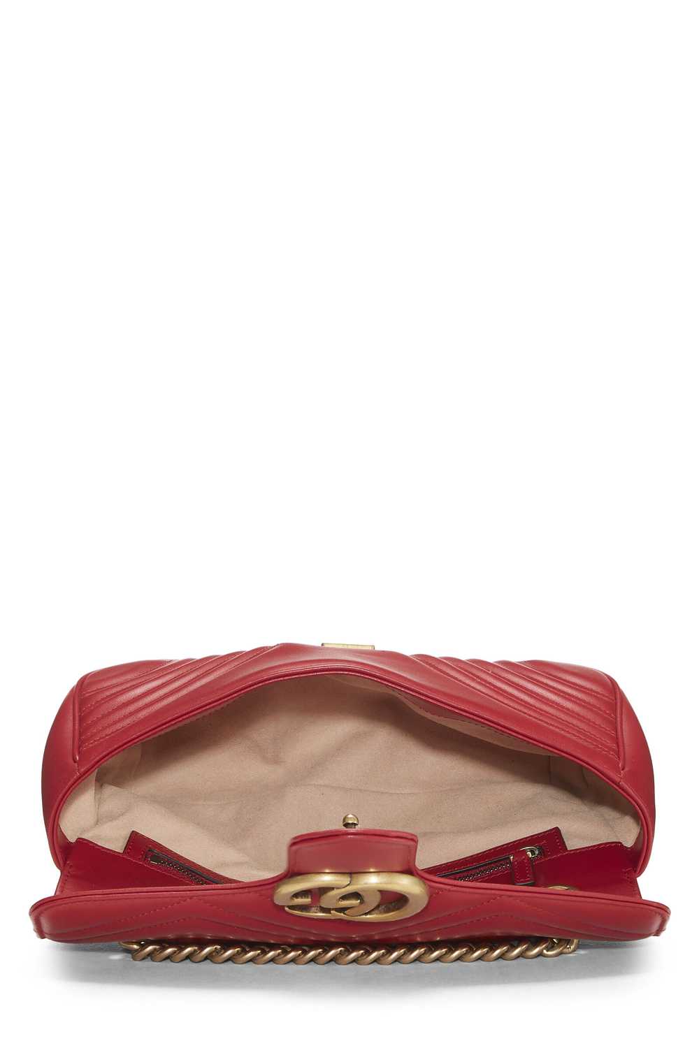 Red Leather GG Marmont Matelassé Shoulder Bag Sma… - image 6
