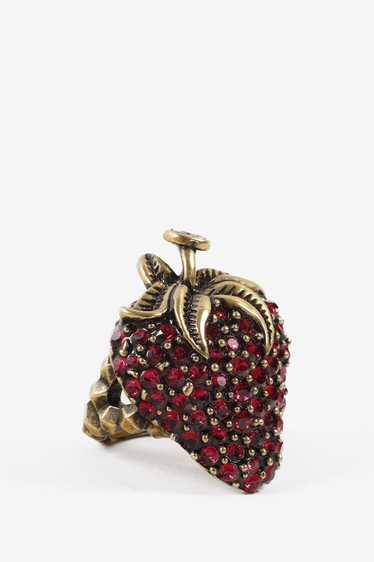 Gucci Gucci Red and Bronze Strawberry Crystal Ring