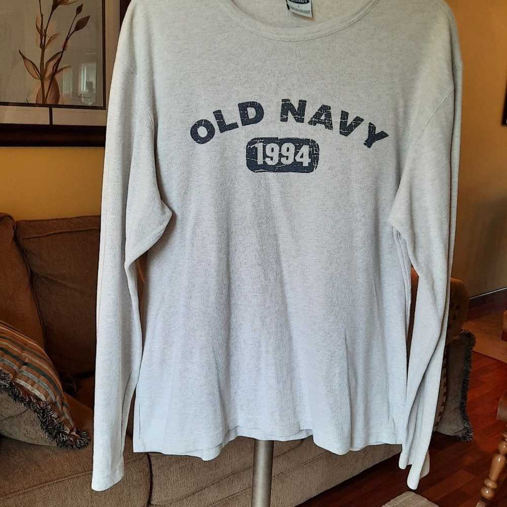 Vintage 1990s Men's Old Navy Distressed Long Slev… - image 1