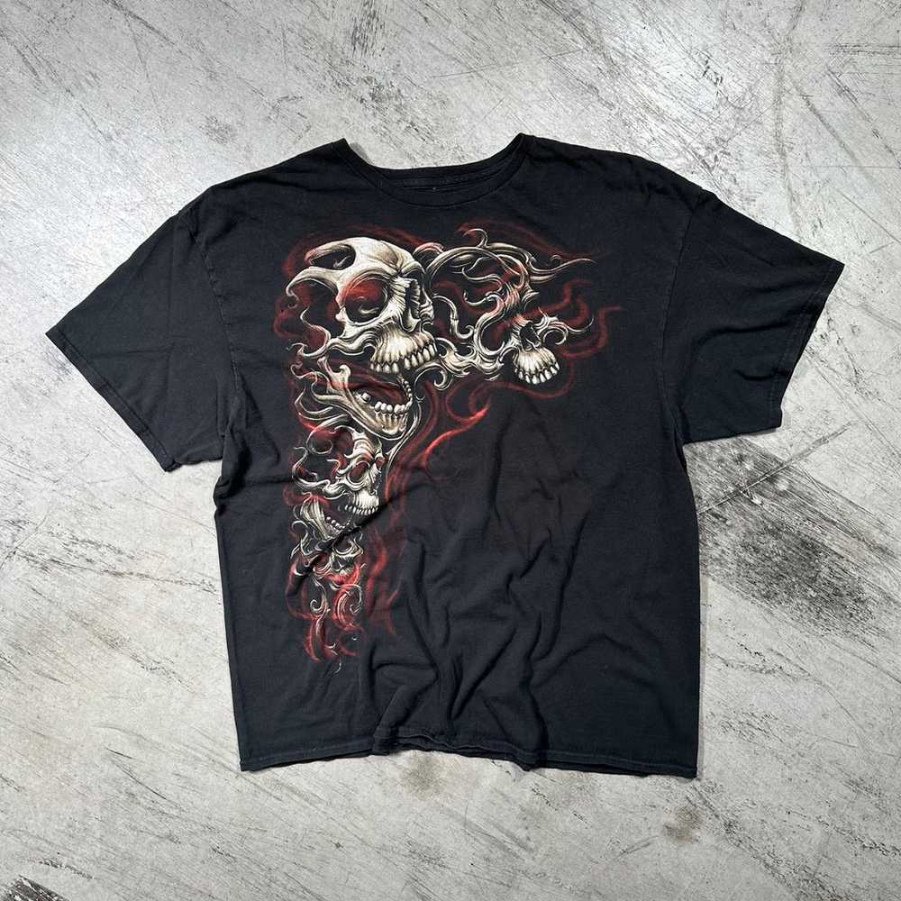 Cyber Y2K skulls gothic graphic t-shirt - image 1