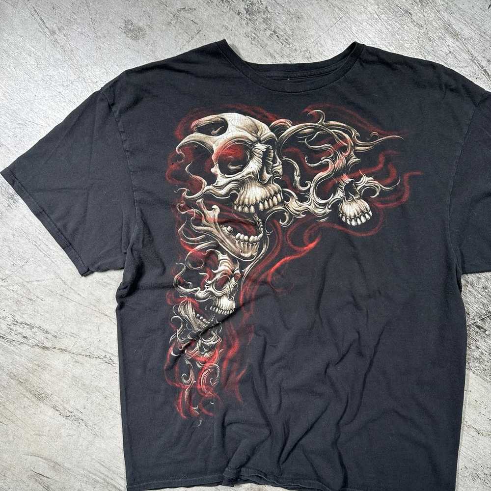Cyber Y2K skulls gothic graphic t-shirt - image 2