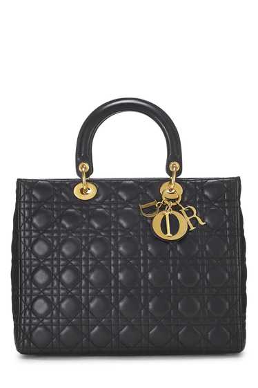Black Cannage Leather Lady Dior Large