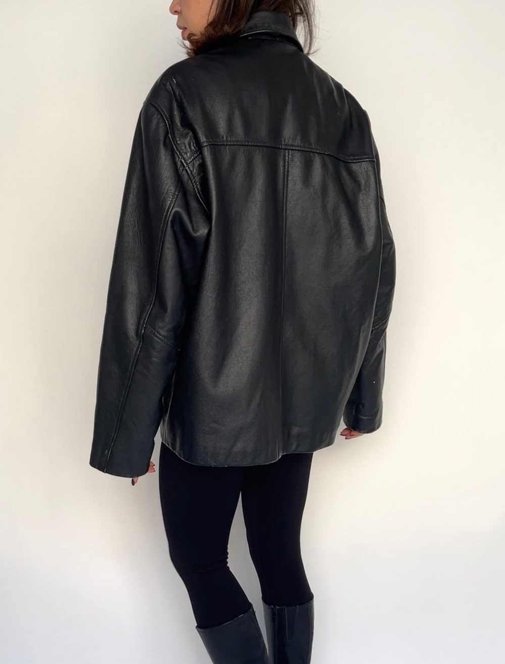 Black Boxy Leather Jacket - image 6
