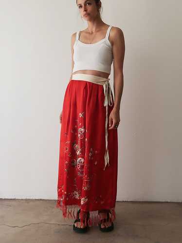 Embroidered Silk Skirt