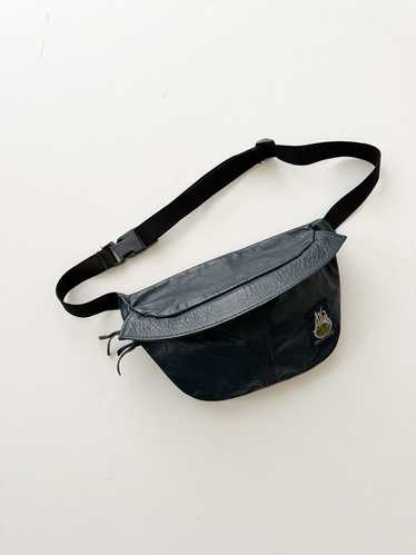 Blue Leather Fanny Pack